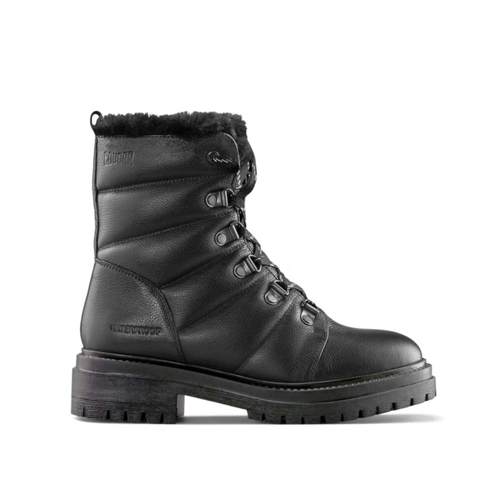 Cougar Black Leather Combat Boots
